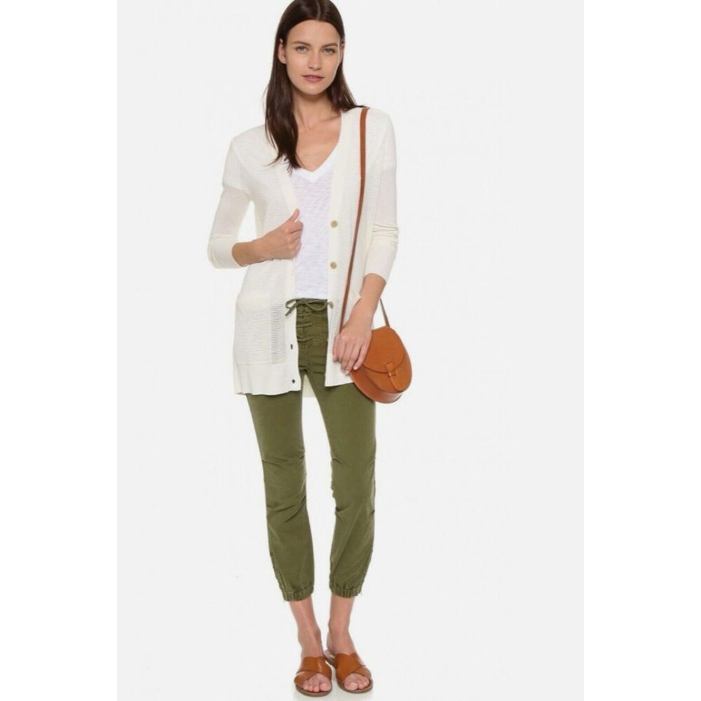 Nili Lotan Jenna Lace Up Cargo Pants Women's 0 Green Cropped Tapered Cynched Leg